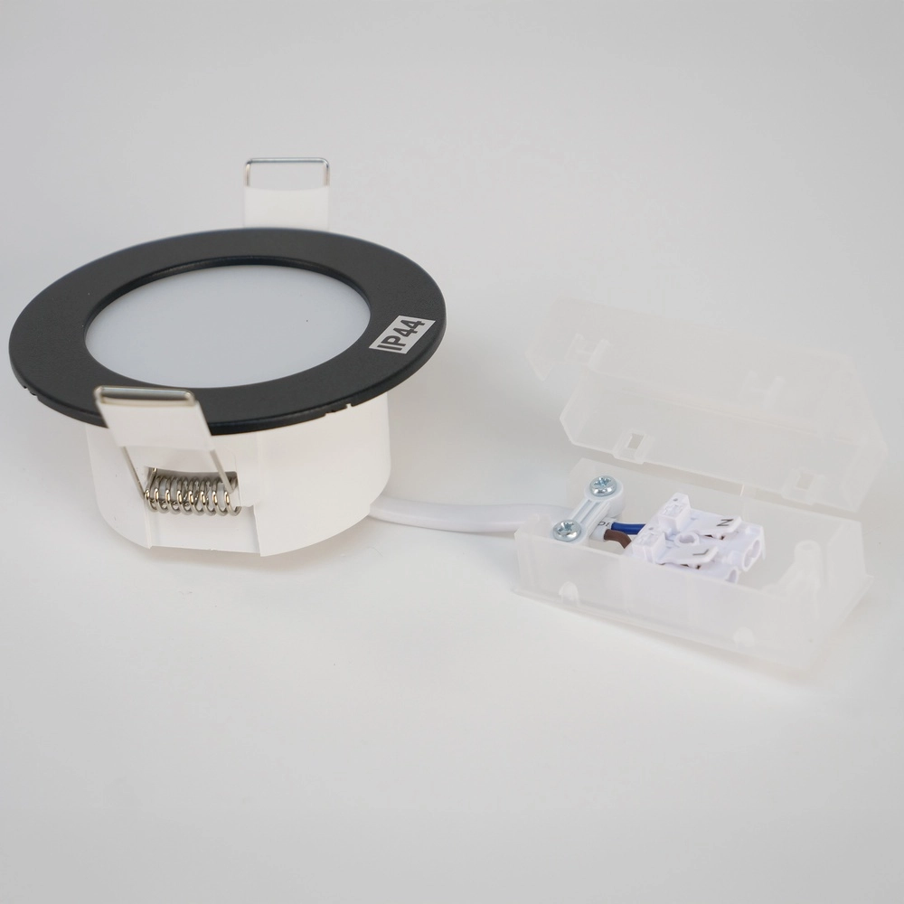 IP44 Einbauscheinwerfer Fueva 6 rund – schwarz – Ø 8,8 cm Eglo 9008606330904