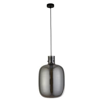Hängelampe Glas Barrel schwarz mit Rauchglas Searchlight 5053423190433