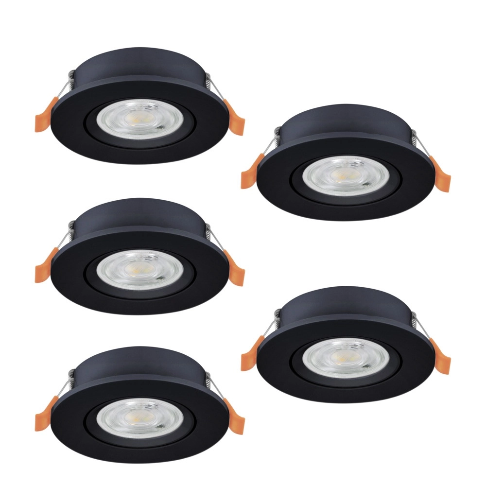 Set mit 5 Einbaustrahlern Barranco schwarz Ø 9cm - 3-stufig CCT