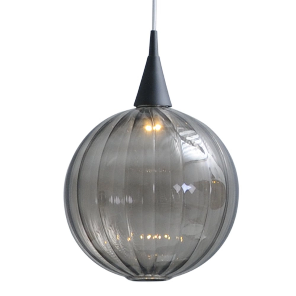 Schwarze Esstisch-Hängelampe Bocca mit 3 Blackline-Glaskugeln Masterlight 8718121213231