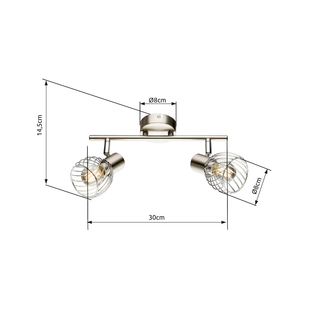 Deckenlampe Texas 2-Leichtnickel Globo 9007371359899