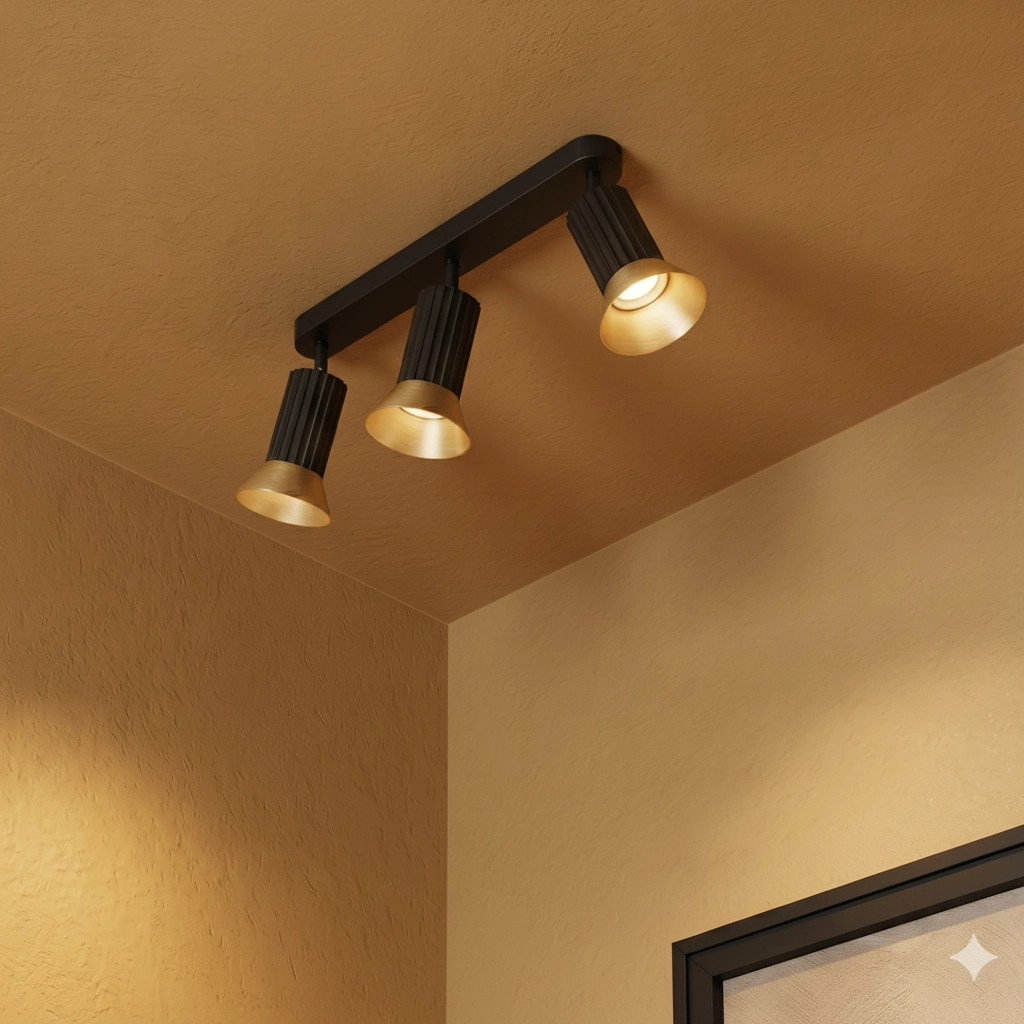 Deckenlampe Luvia 3-flammig schwarz mit gold