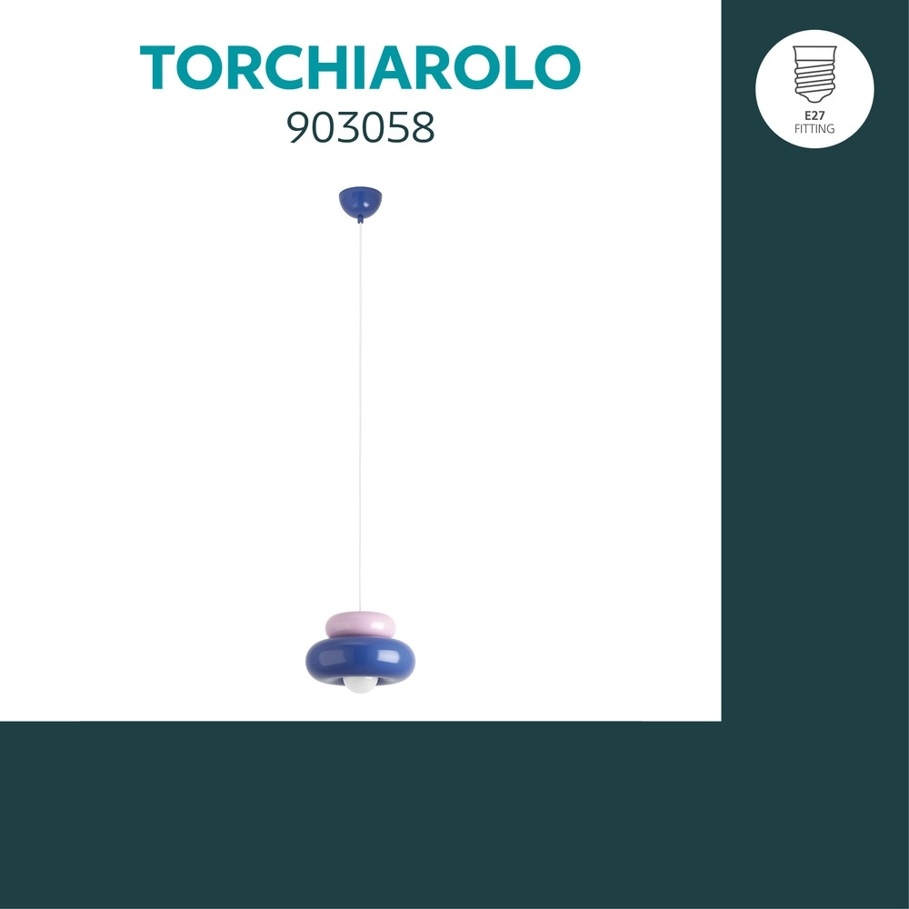 Design-Pendellampe Torchiarolo Rosa mit Blau