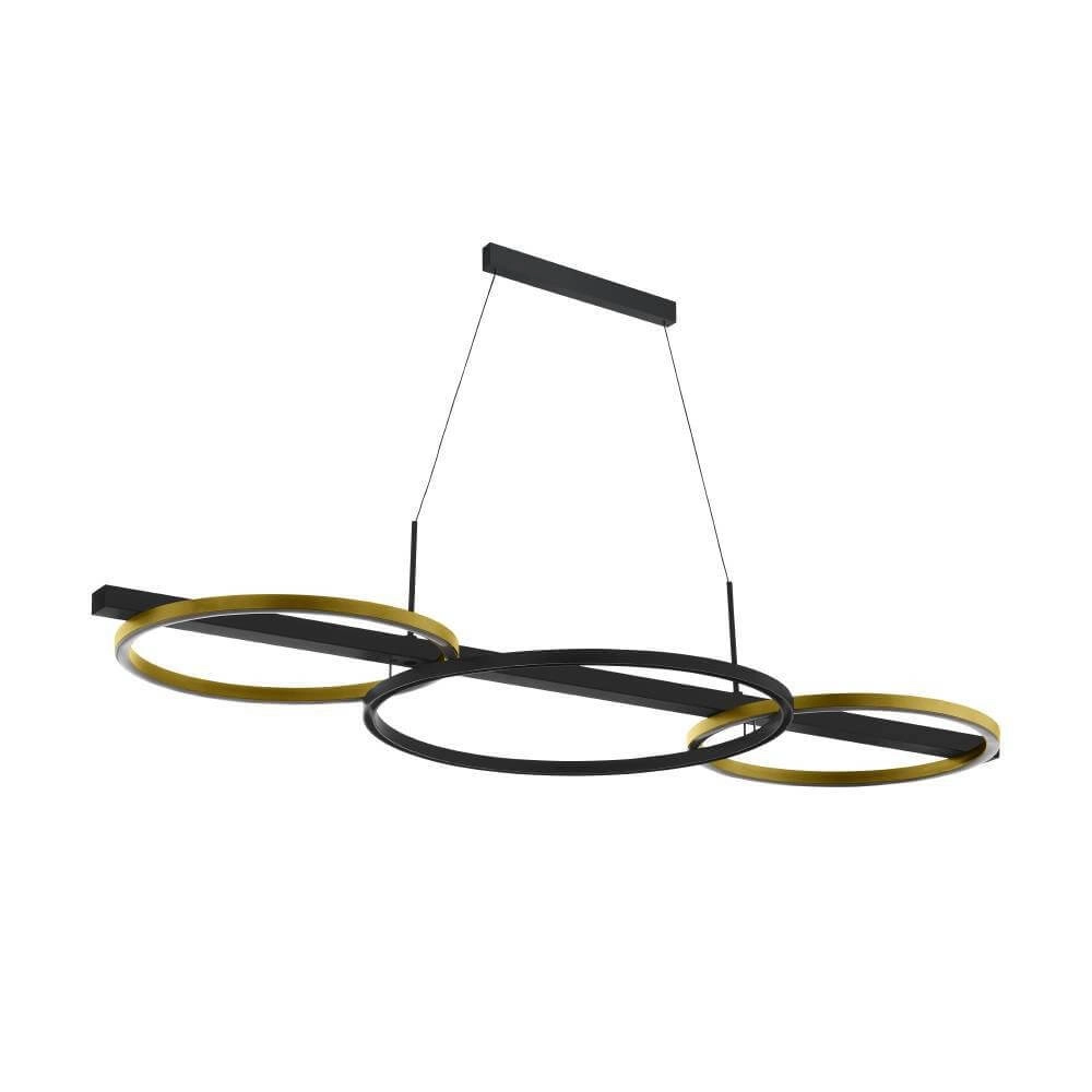 Hängelampe mit Ringen Lanacera schwarz mit gold