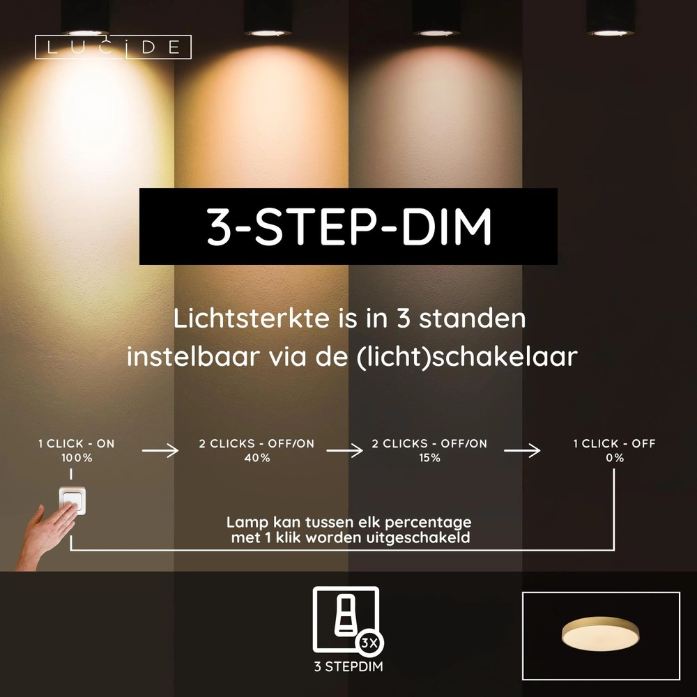 Deckenlicht Unar Ø 49,5 cm - 2700K - Gold Lucide 5411212791900