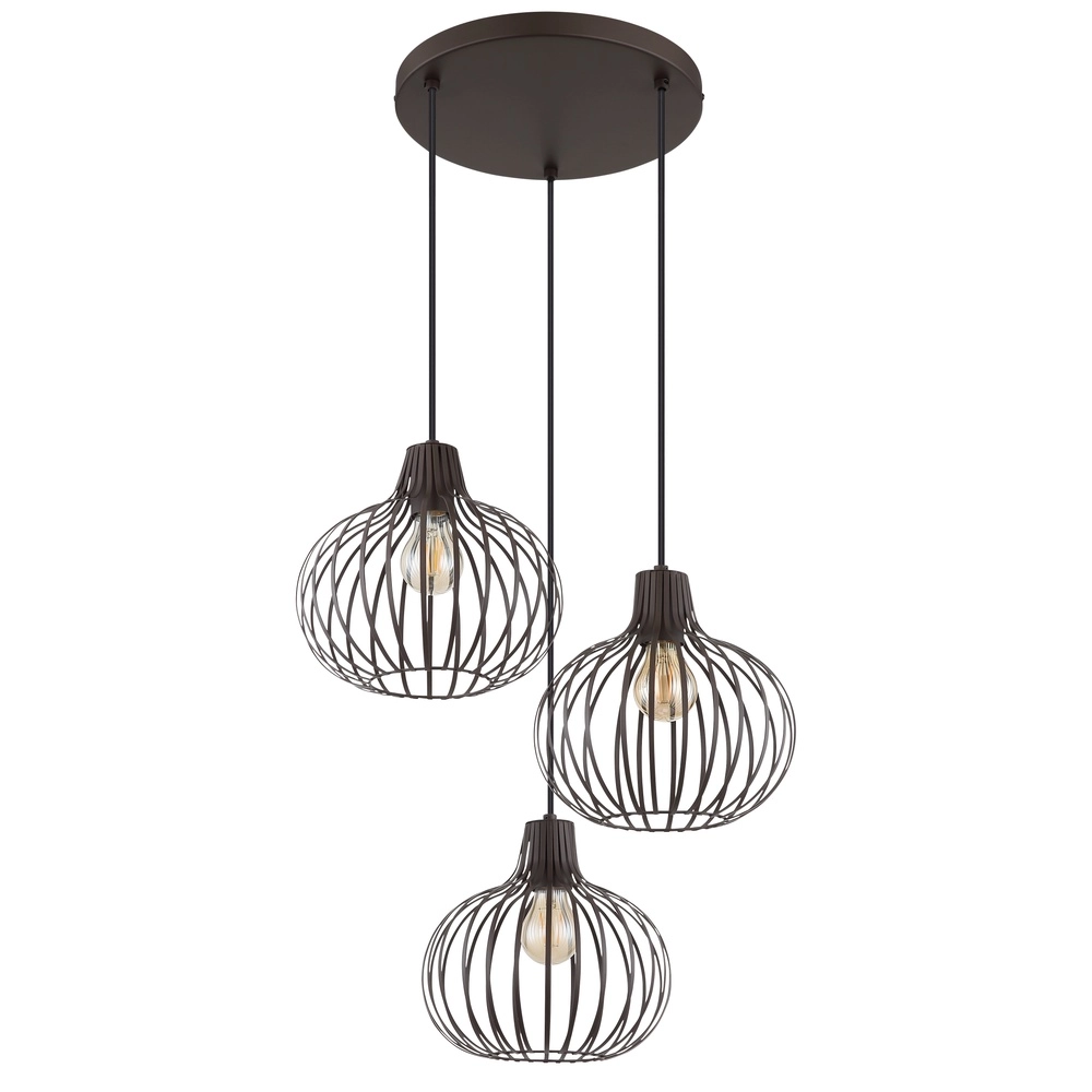Design-Pendellampe Mateo 3-Licht Rust Briun Globo 9007371569144