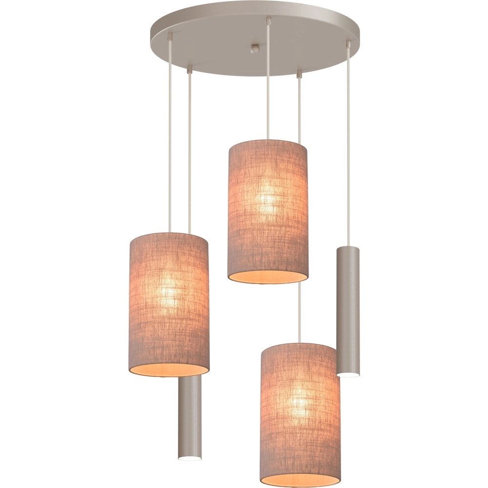 5-Licht Pendellampe Lisbourg Beige Terra mit beigegrauem Farbton