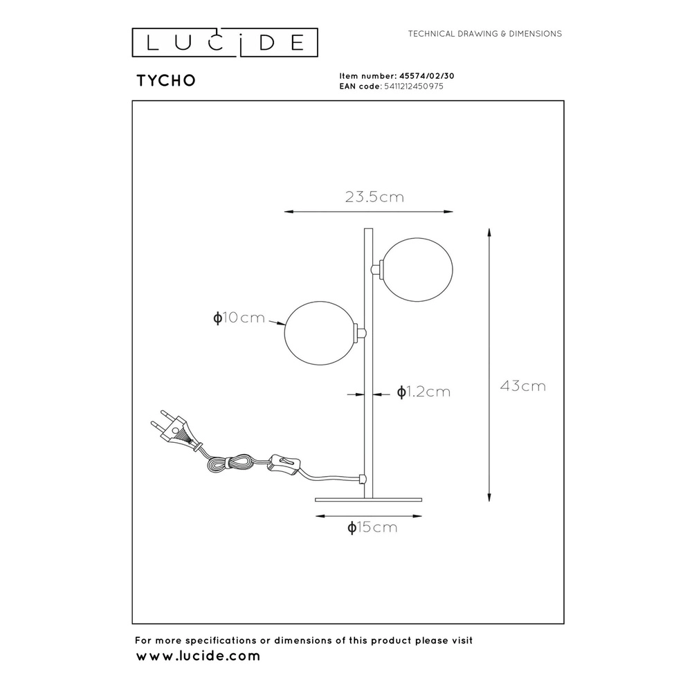 Tischlampe Tycho Schwarz Lucide 5411212450975