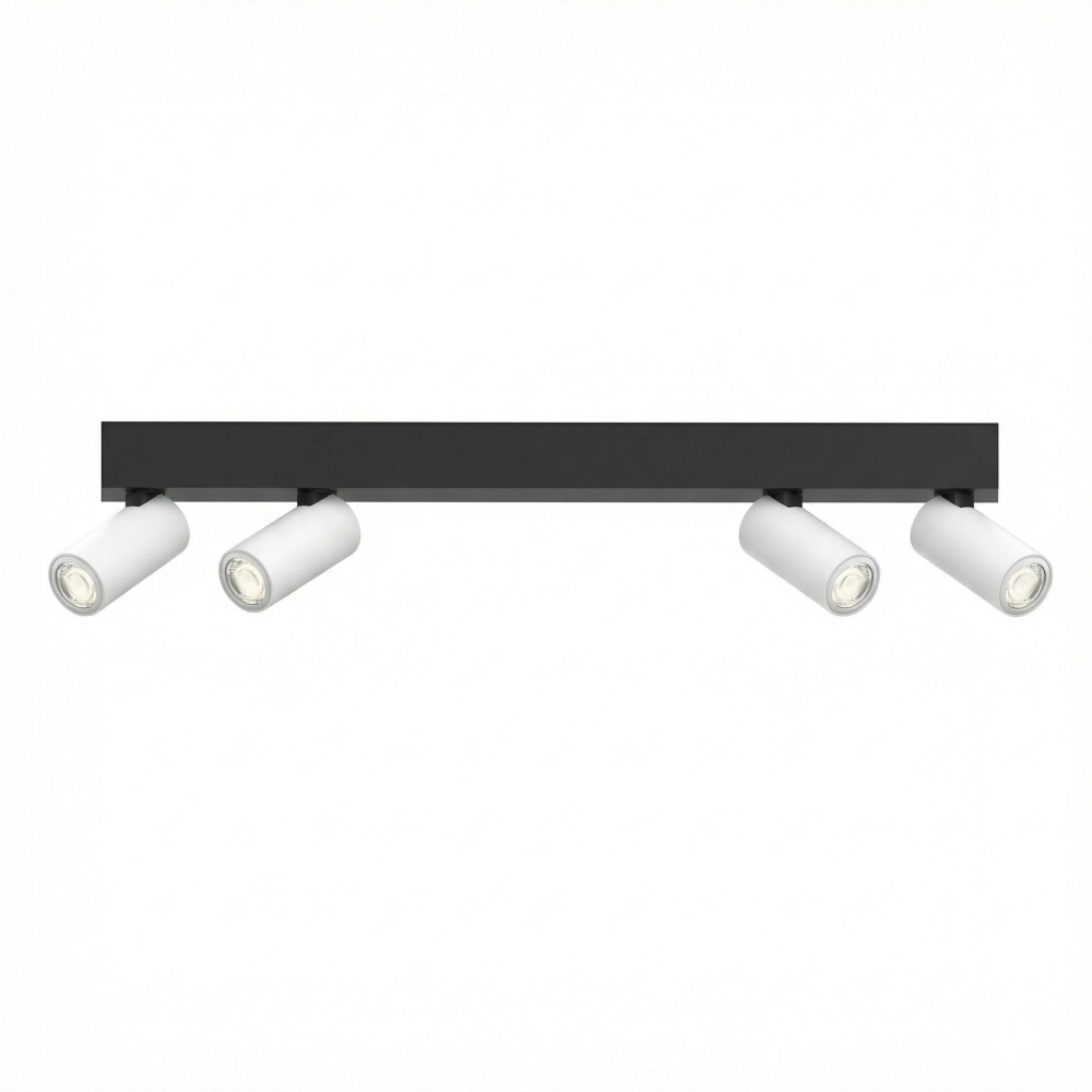 4-Lampen-Flächen-Spot Tevo Mini Schwarz-Weiß