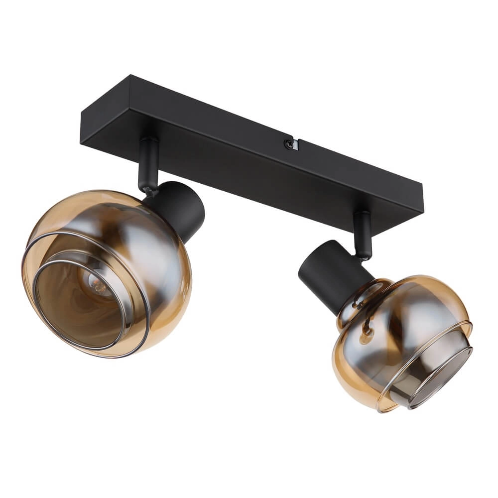 Schwarze Deckenleuchte Tokki 2-flammiges bernsteinfarbenes Rauchglas Globo 9007371455027