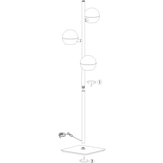 LED-Stehlampe Belluno 3-Licht Messing – Glas Steinhauer 8712746183979
