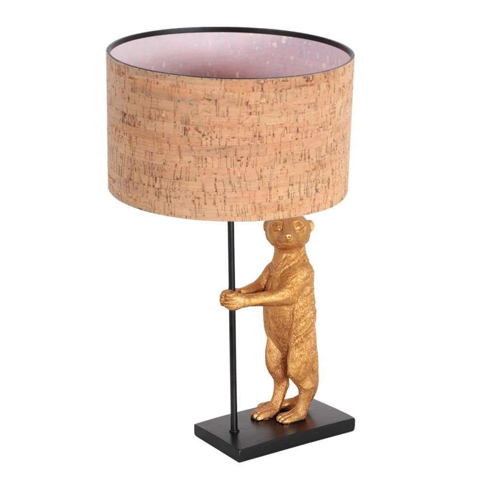 Schwarze Tischlampe Animaux mit Korkkappe Ø30 cm Steinhauer 8712746180565