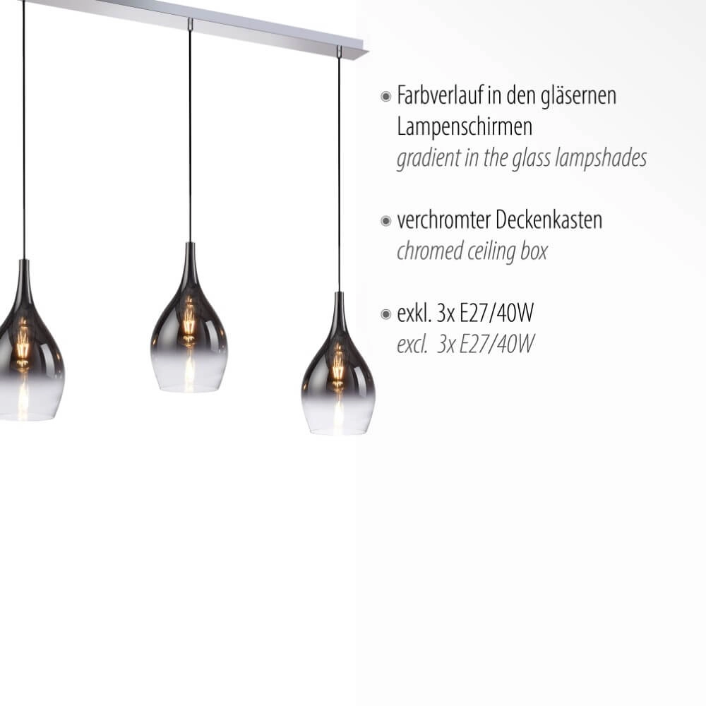 Moderne Hängelampe Pilua 3-flammig gerade Paul Neuhaus 4012248366103