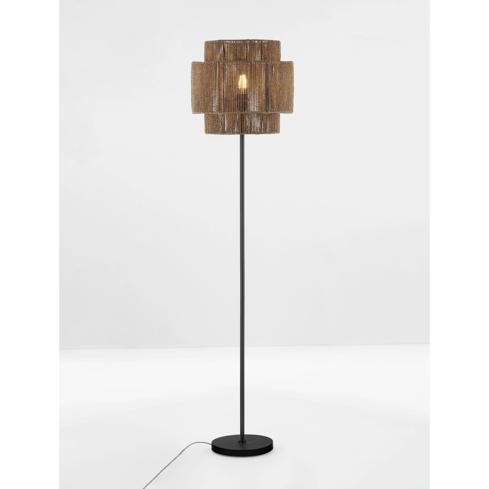 Stehlampe Lito Schwarz und Rattan Lyora 5212017454744