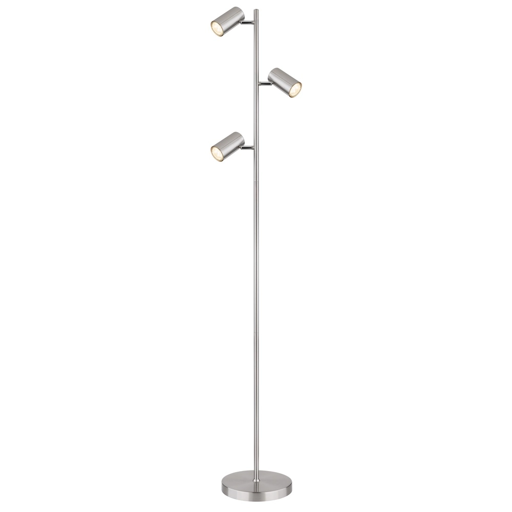 Stehlampe 3-Leuchten Robby Nickel