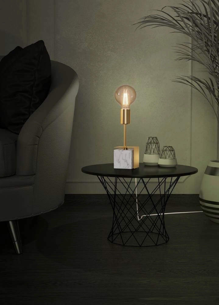 Goldene Tischlampe Carmita mit Marmorsockel Stars of Light 9008606240487