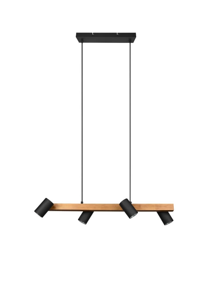 Verstellbare Hängelampe Marley Schwarz mit Holz Trio 4017807523720
