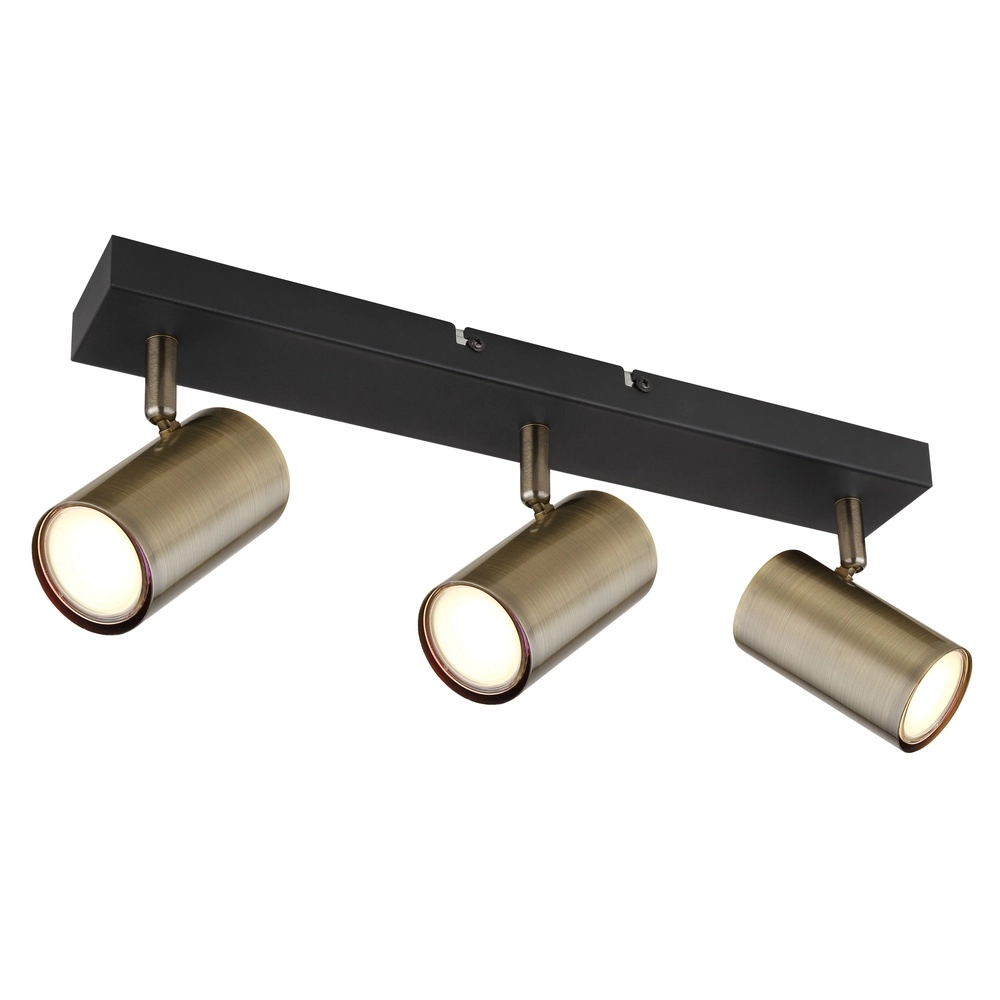 Deckenlampe 3-Leuchten Robby Schwarz mit Bronze