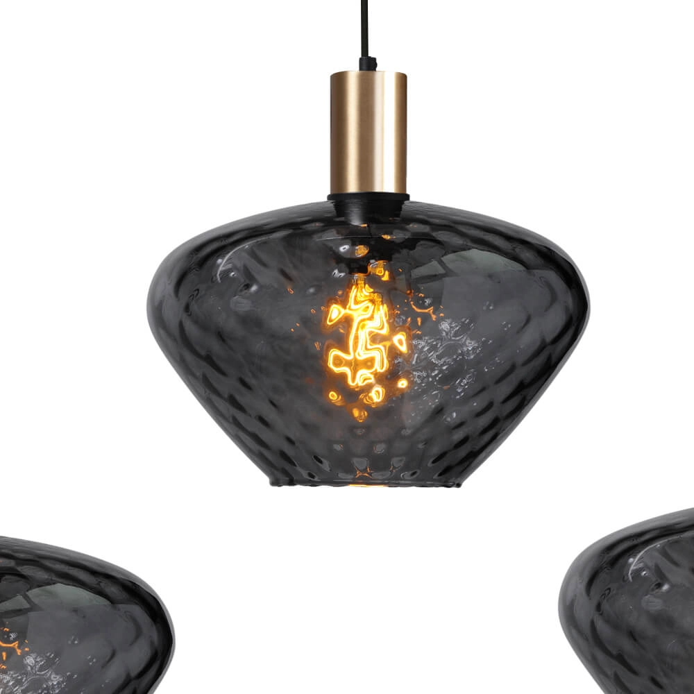 5-flammige Hängelampe - Gold - Porto mit klaren Blossom-Gläsern Masterlight 8718121270234