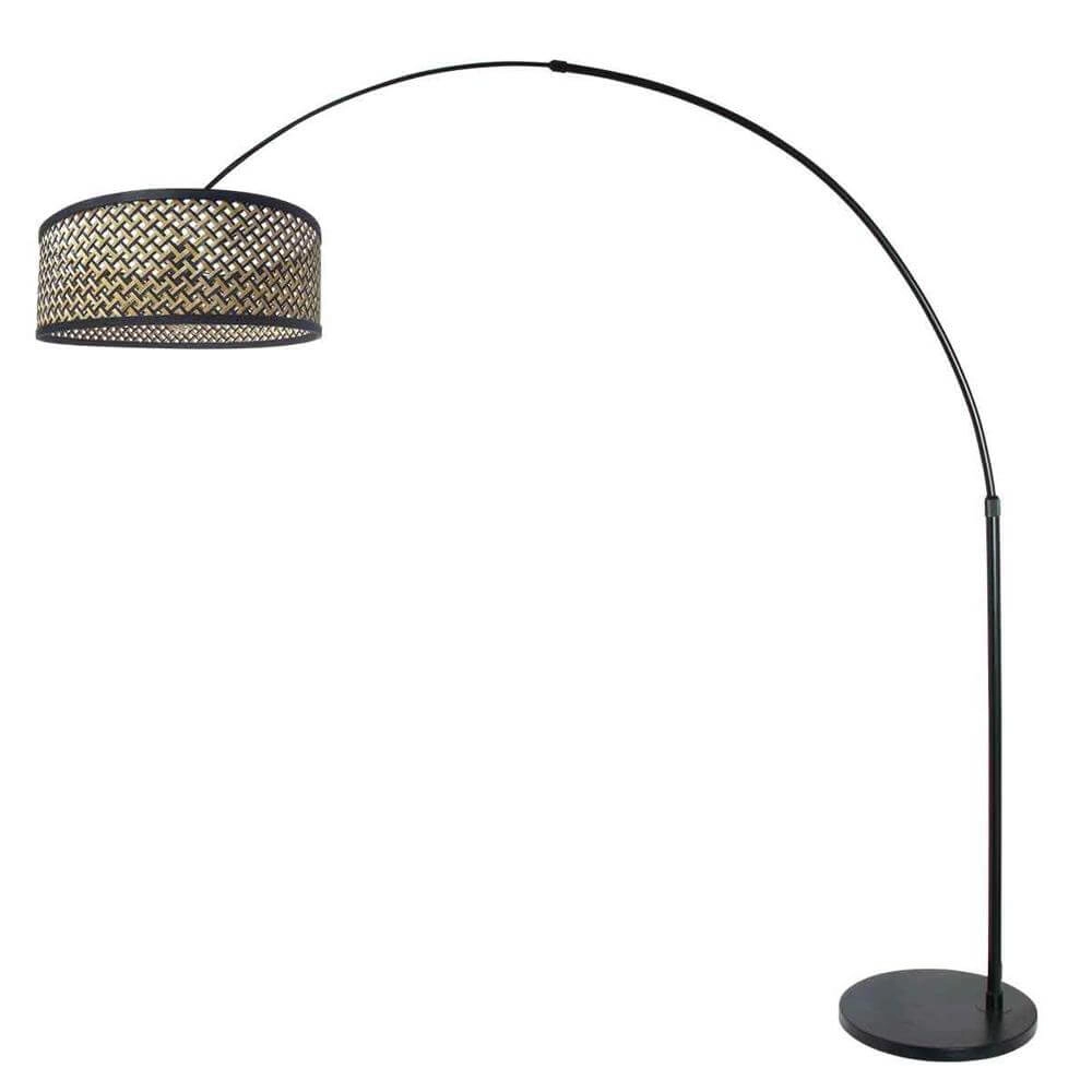 Bogenlampe Sparkled Light schwarz mit Bambusschirm Steinhauer 8712746172874