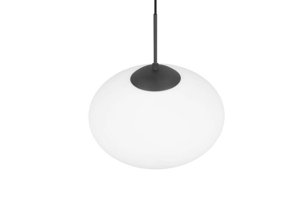 Ovale Hängelampe Fomento Ø 40cm - schwarz mit weißem Glas Trio 4017807616224
