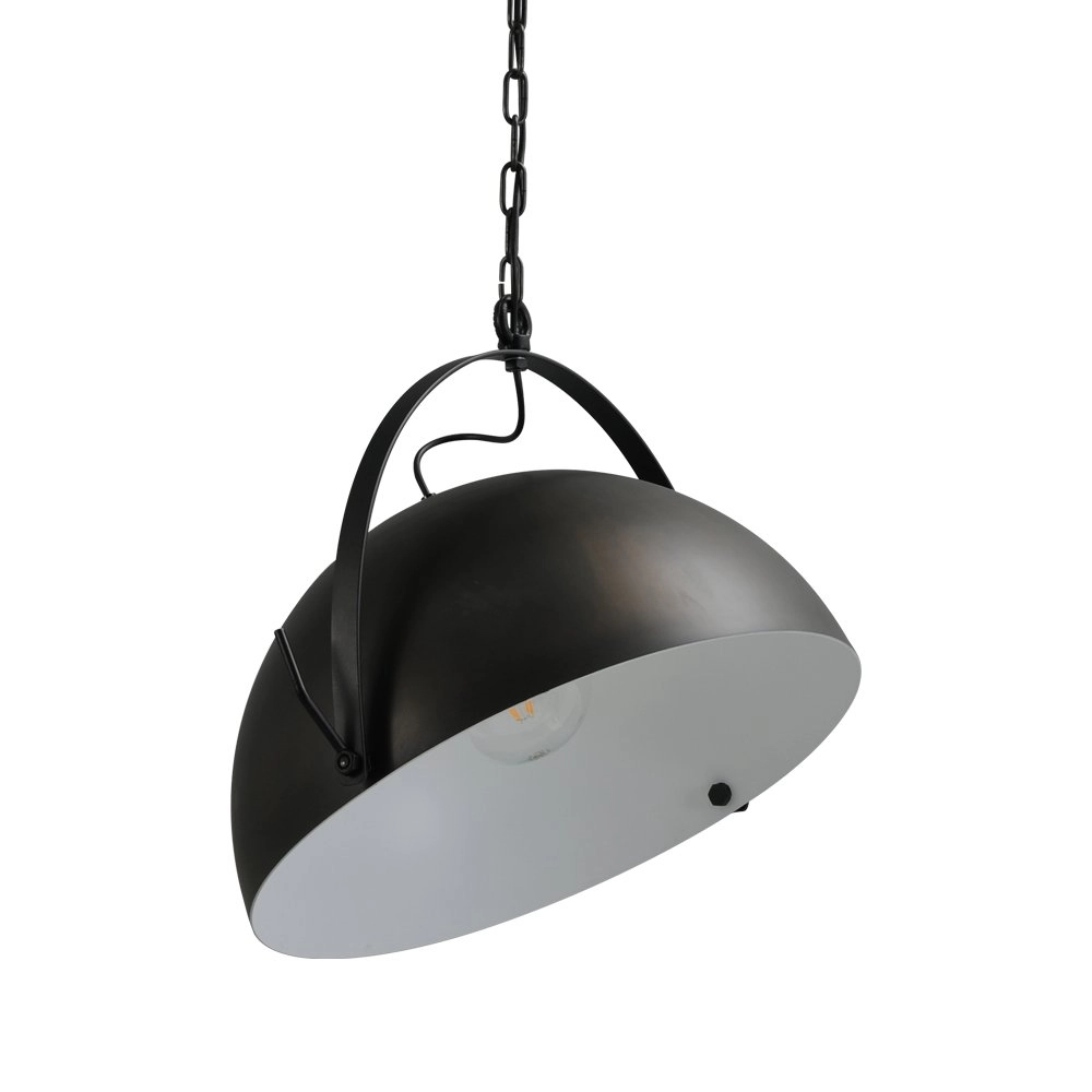Pendelleuchte Larino 50 Retro schwarz mit weiß