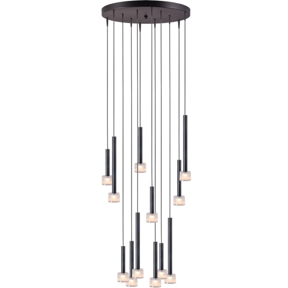 LED-Pendellicht Fabro 12-Lichter – Gesprenkeltes Öl