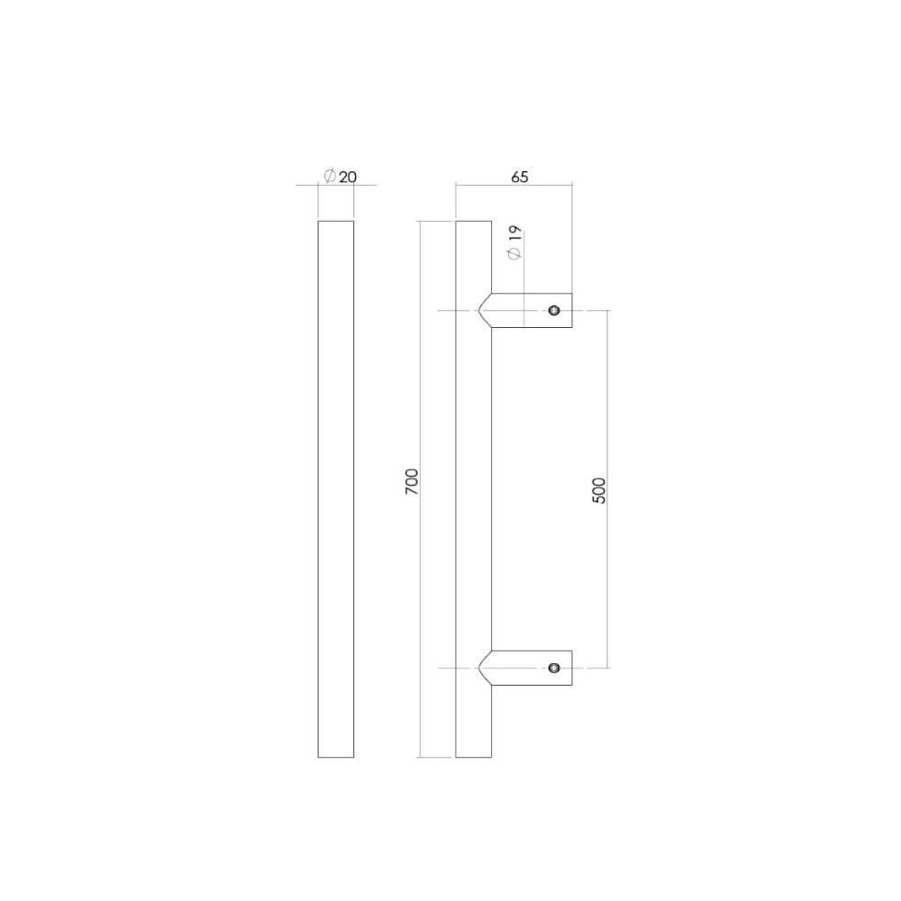 Türgriff T-Form Gripon 70cm schwarz Intersteel 8714186527146