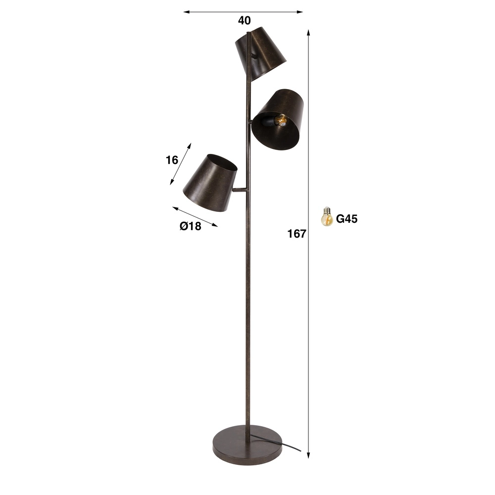 Rustikale Stehlampe Kinetic 167 cm – Stadtbraun Lyora 8716803513198