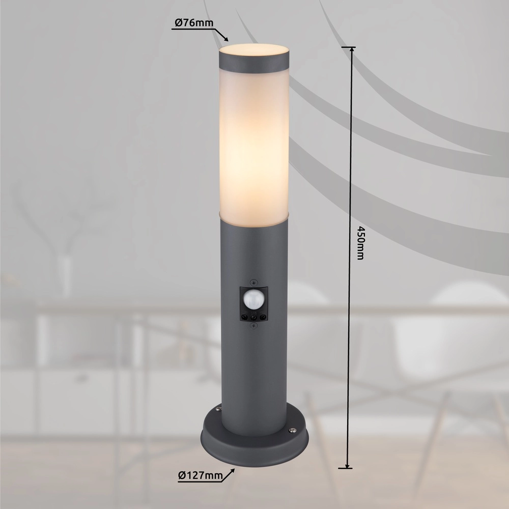 Gartenlampe Boston Anthrazit mit Weiß und Sensor Globo 9007371407576