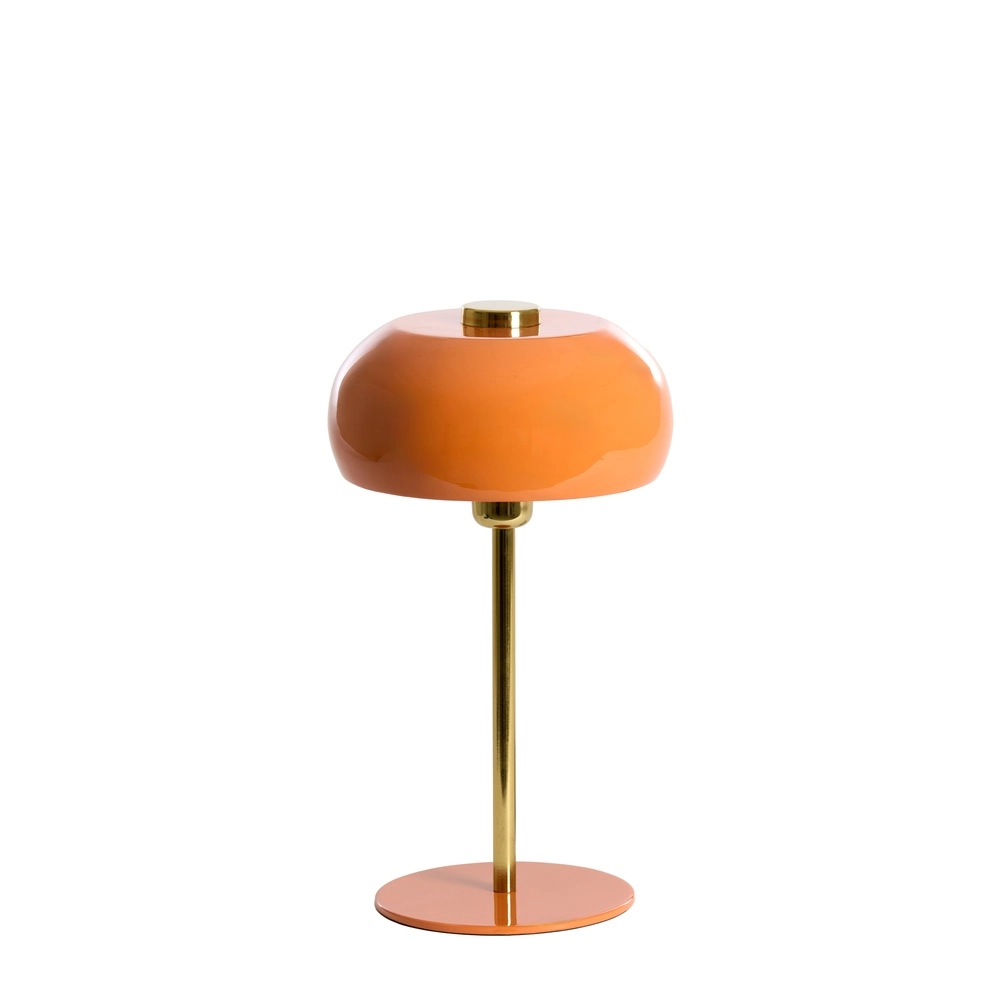 Tischlampe Surin Ø 23cm – glänzend orange mit Gold
