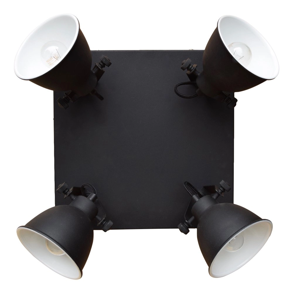 Deckenstrahler Industrial 4-Licht-Vintage-Schwarz