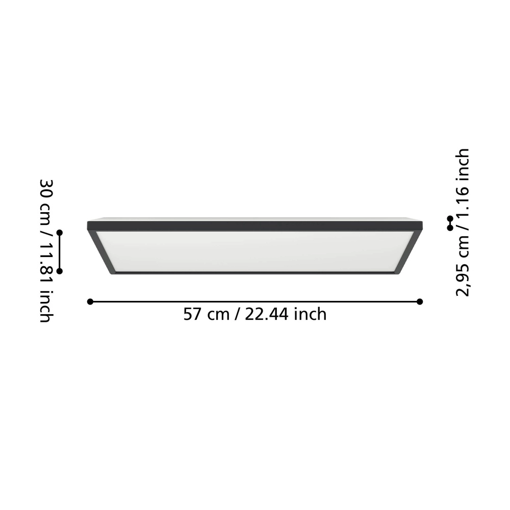 Deckenlampe im Badezimmer Rovito Quadrat – Schwarz – 57x30 cm Eglo 9008606329908