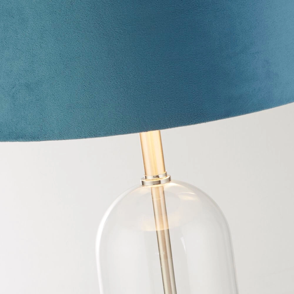 Einzigartige Tischlampe Oxford mit blauer Kapuze Searchlight 5053423256948