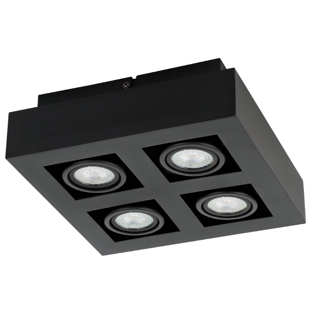 Schwarzer Aufbaustrahler Mendoza 4-flammig