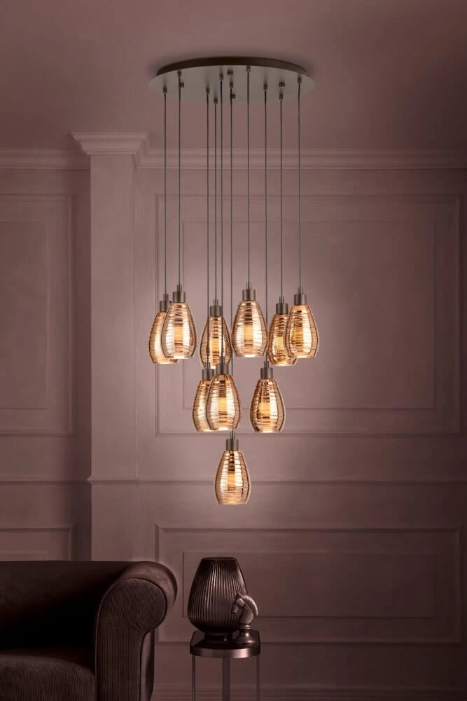 Pendelleuchte Siracusa 10 Lichtbraun mit Kupferglas Stars of Light 9002759395094