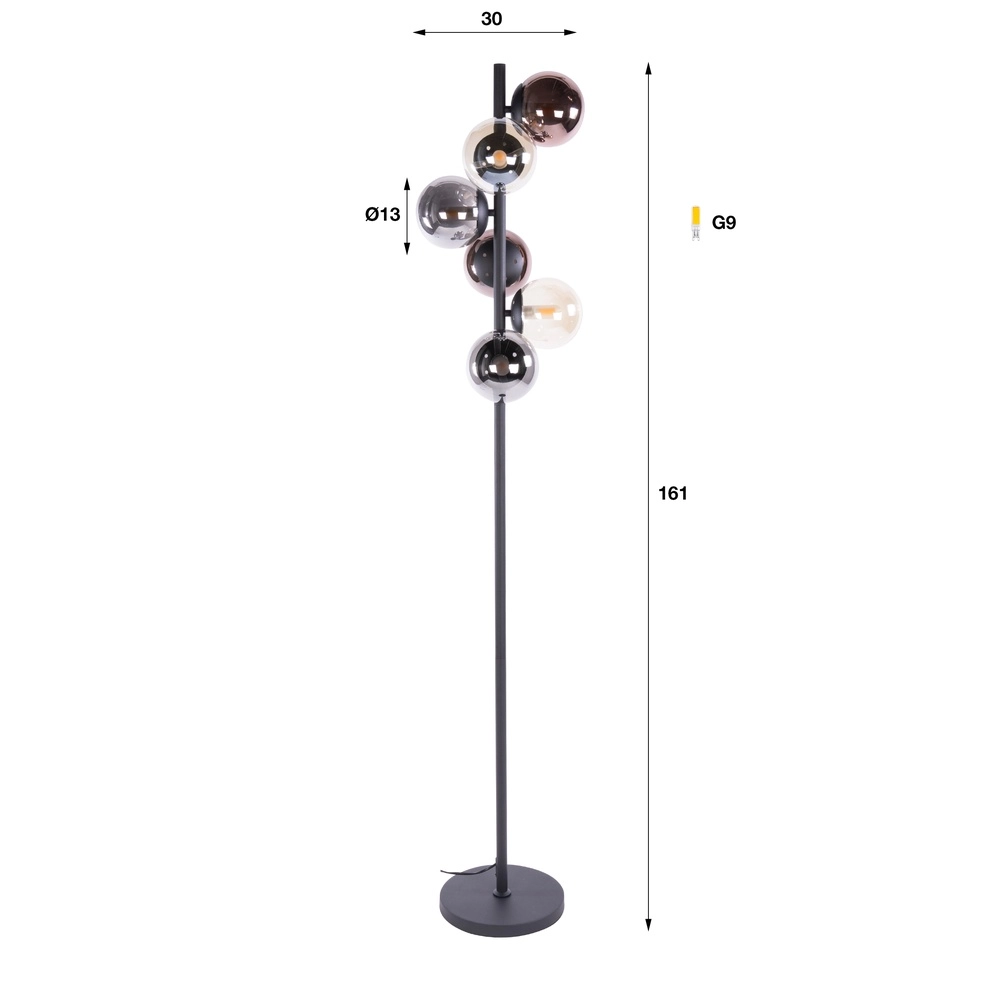 Design der Stehlampe Orb Black 6-Lights Lyora 8716803514959
