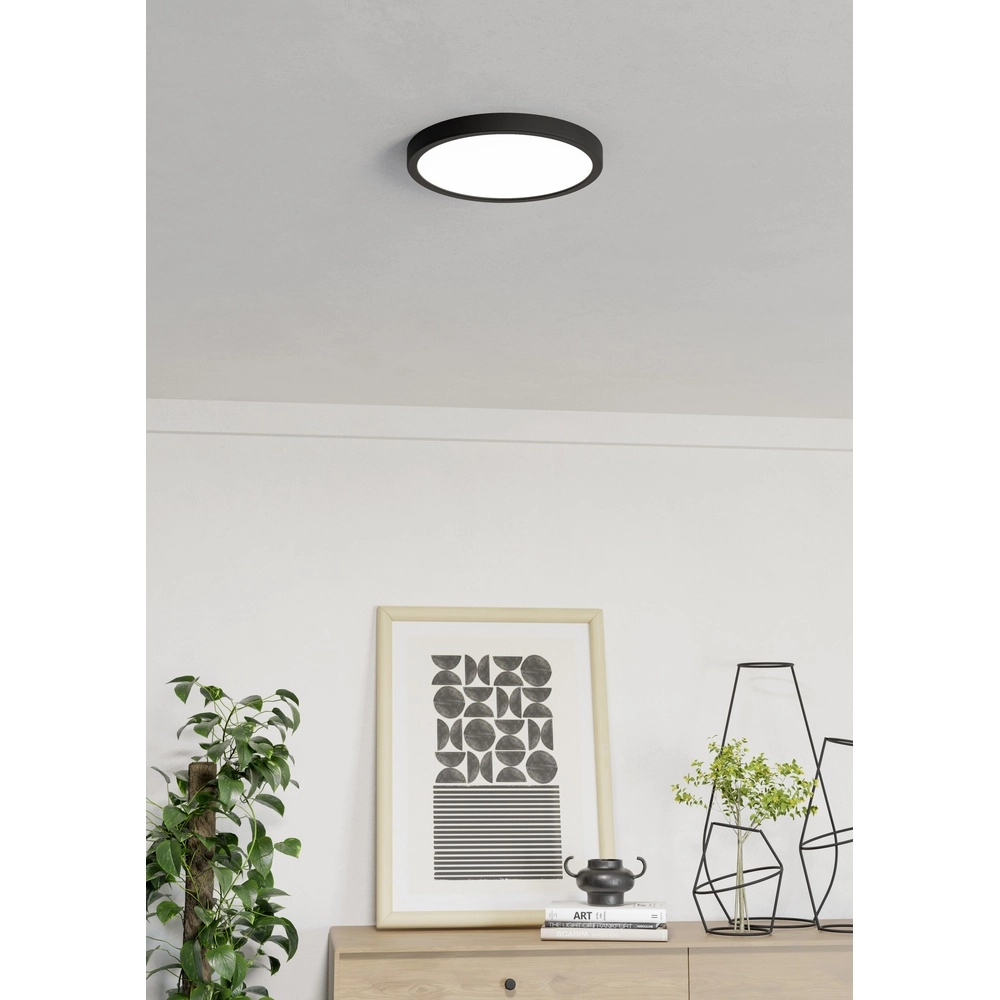 Deckenlicht IP44 Fueva 6-Z rund - schwarz - Ø 27,8 cm Eglo 9008606330492