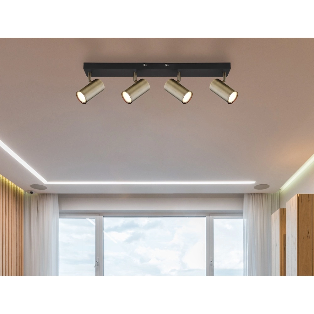 Deckenlampe 4-Licht Robby Schwarz mit Bronze Globo 9007371430994