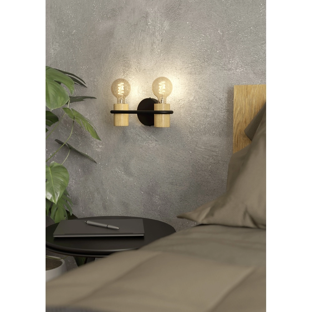 Wandlampe Chieveley mit Holzoptik – 1x E27 Eglo 9002759435424