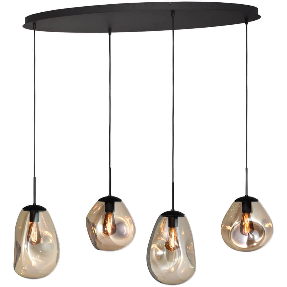 Hängelampe Lava Oval 4x Goldglas