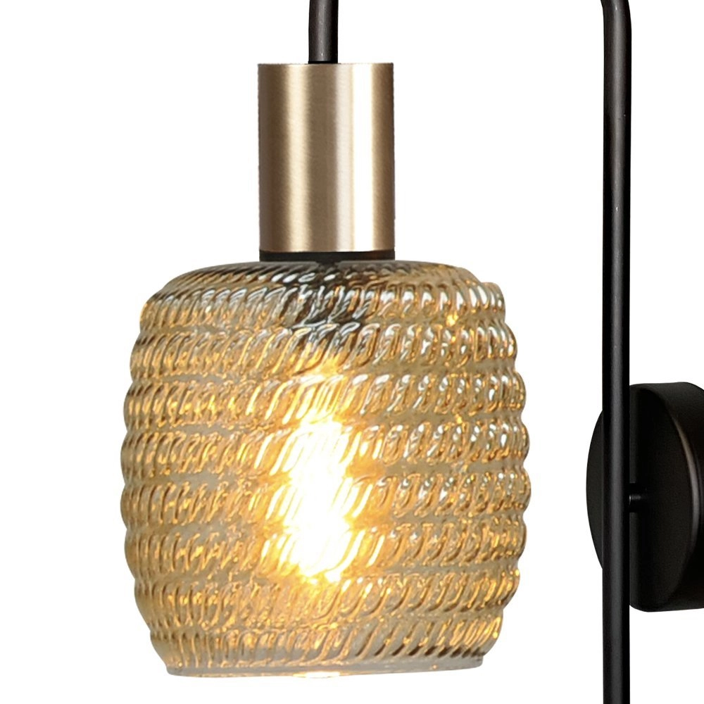 Schwarze Wandlampe Bounty mit Gold und geripptem Glas Masterlight 8718121251042