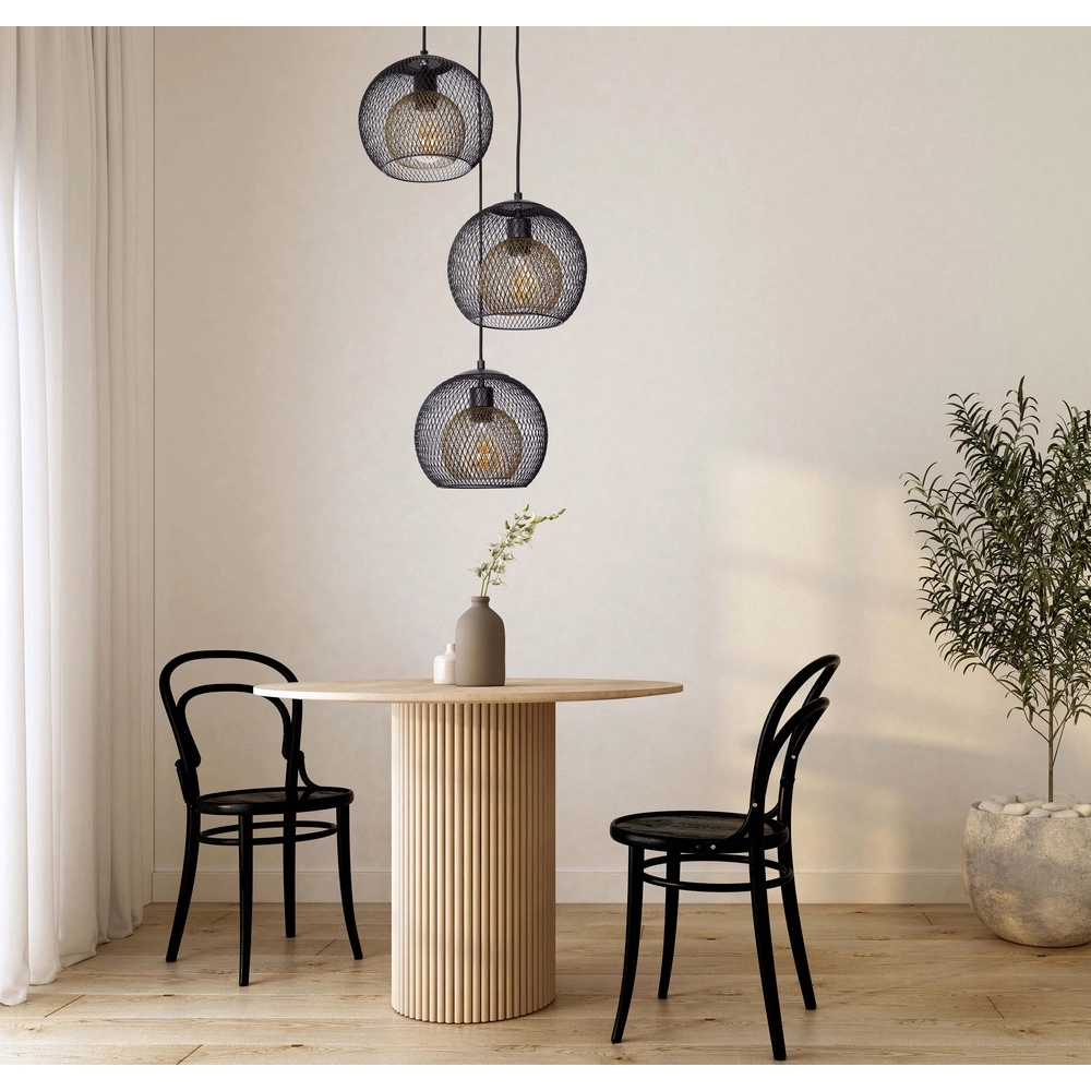 Netz-Pendellampe Selina Cage Black 3-Lights Globo 9007371487622
