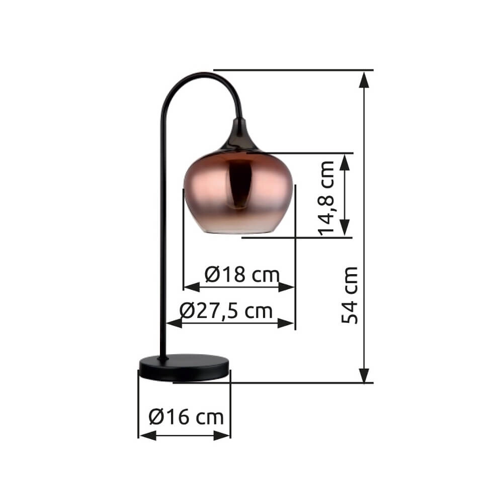 Schwarze Tischleuchte Maxy mit rotem Glas einzeln Globo 9007371456987