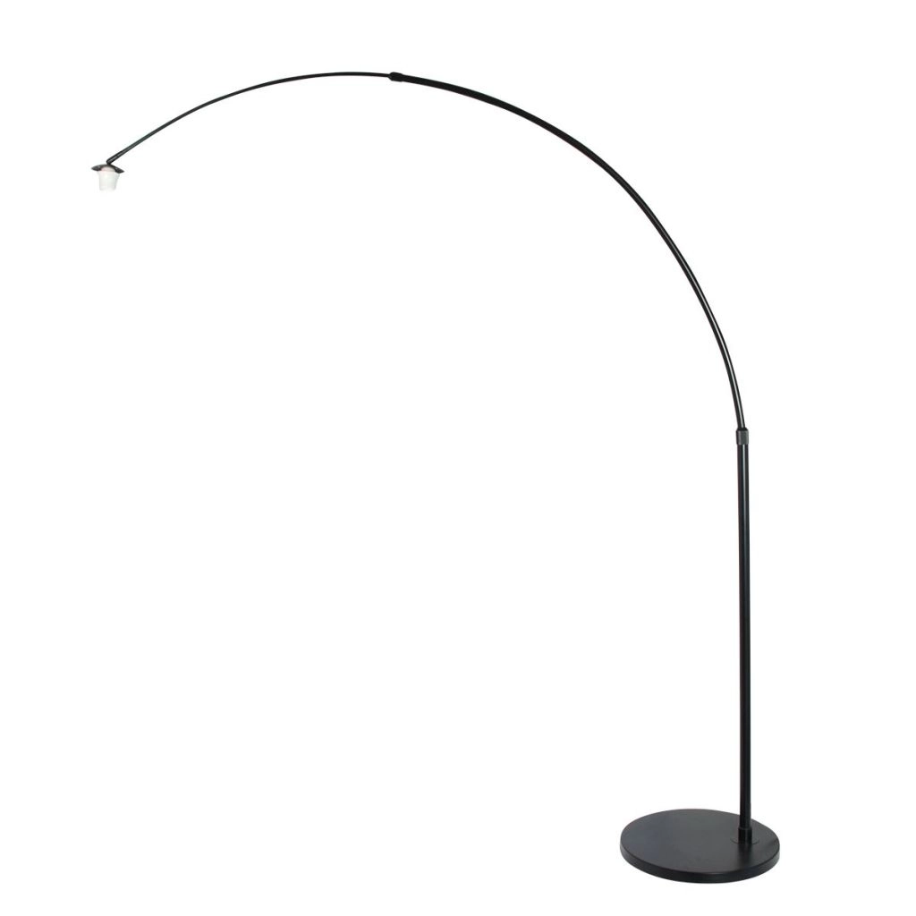 Schwarze Bogenlampe Nox Light mit Bambusschatten Ø60 cm Steinhauer 8712746183559