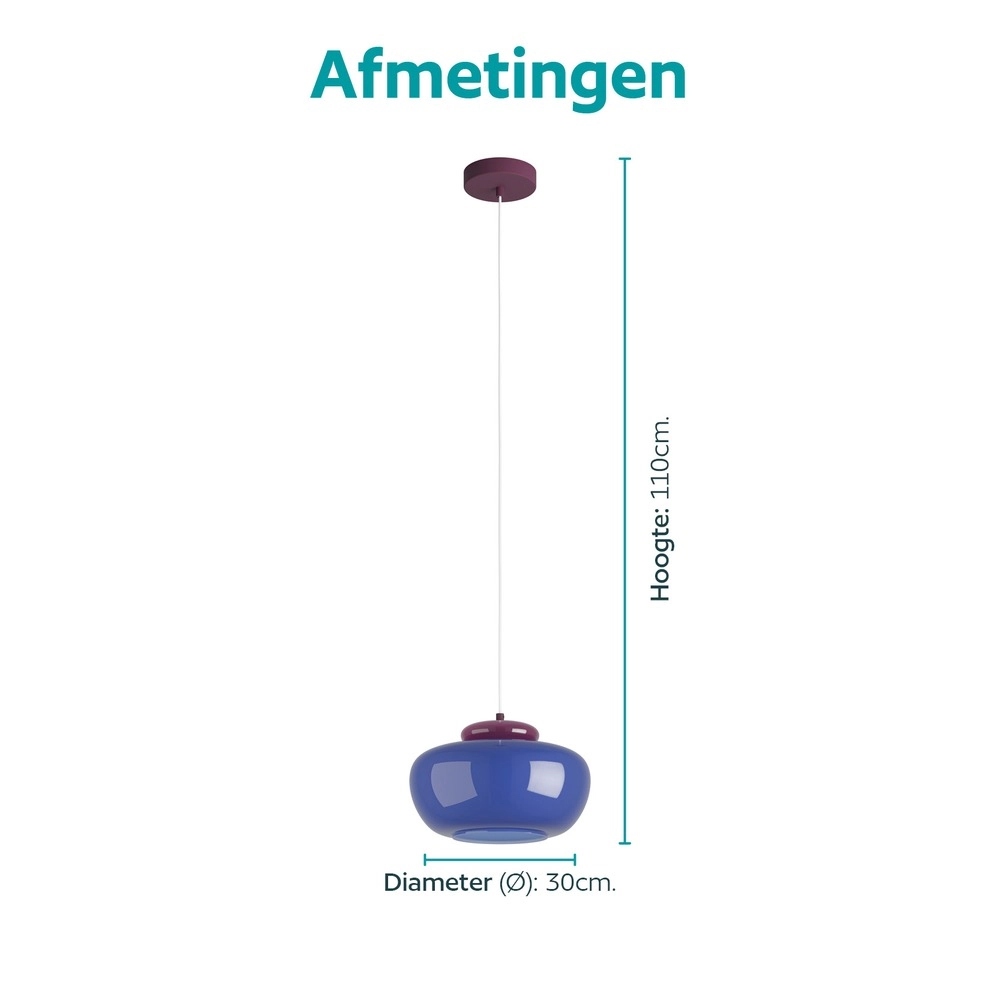 Design-Pendellampe Berardelli Blau mit lila Ø 30 cm