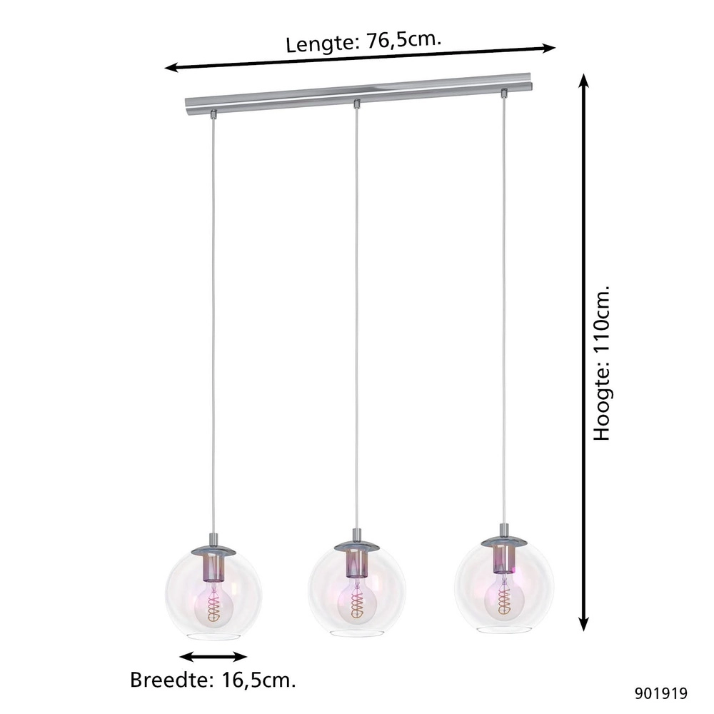 Pendelleuchte Ariscani 2 3-flammig chrom Eglo 9008606358090