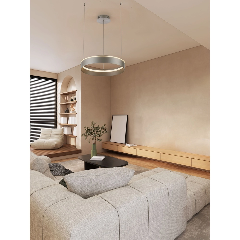 Moderne Pendellampe Olivia Nickel Ø 60 cm
