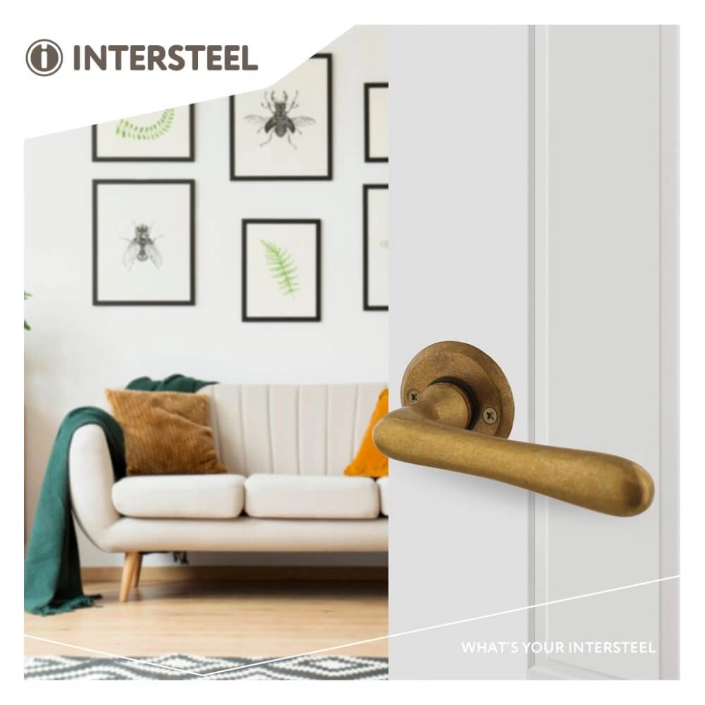 Türklinke Trento Runde Rosette Messing getrommelt Intersteel 8714186556702