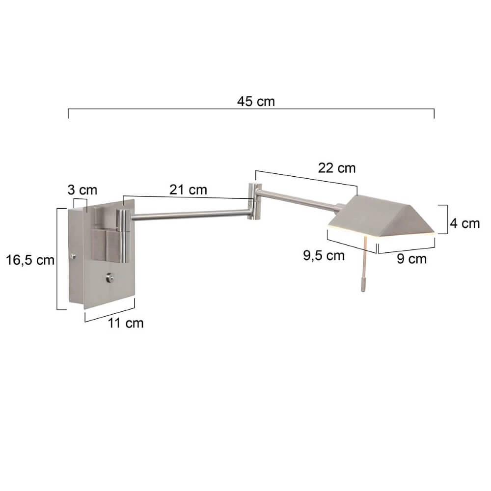 Wandleselampe aus Edelstahl Retina Steinhauer 8712746166033